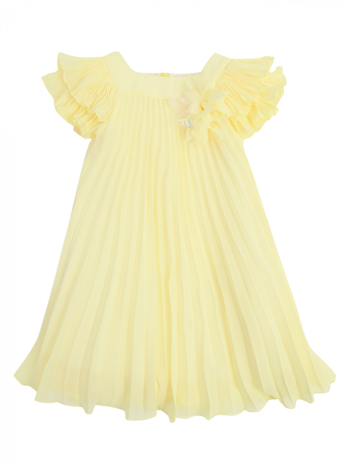 Платье из плиссированной ткани Nanan  –  Общий вид  – Цвет:  Желтый
