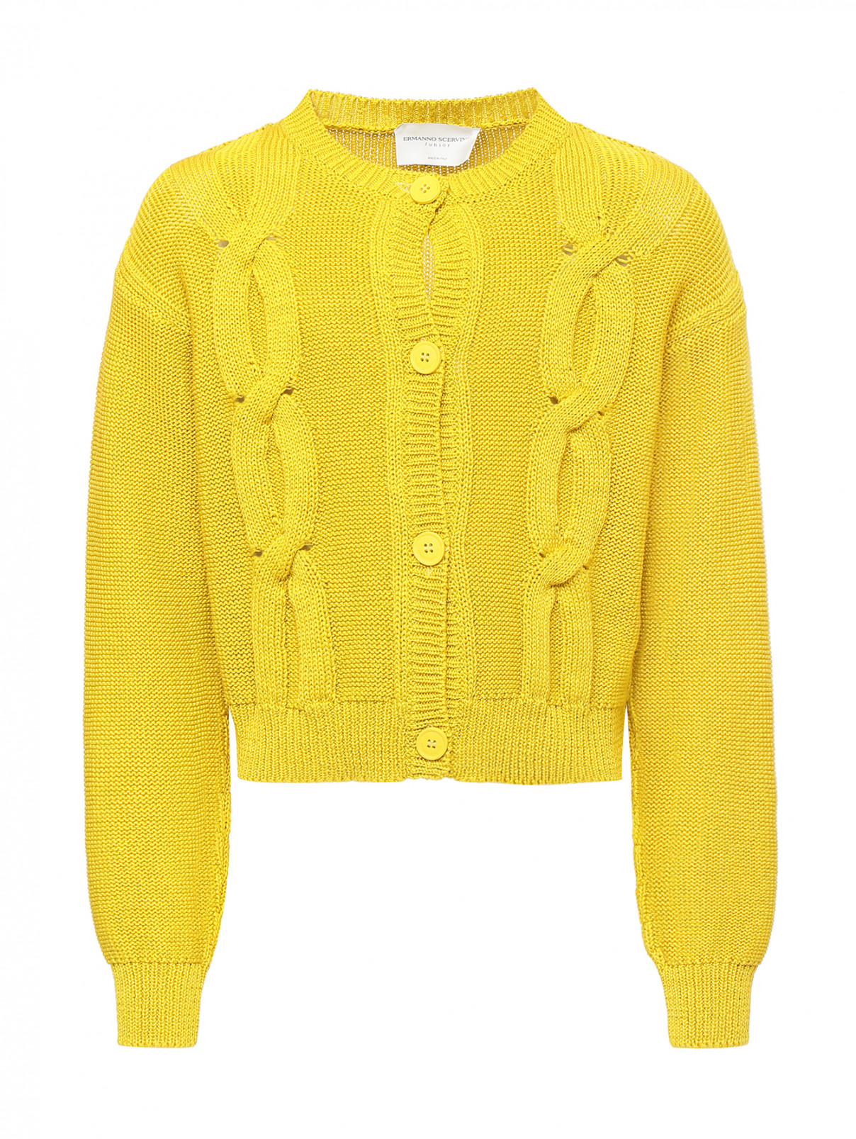 Кардиган из хлопка на пуговицах Ermanno Scervino Junior  –  Общий вид  – Цвет:  Желтый