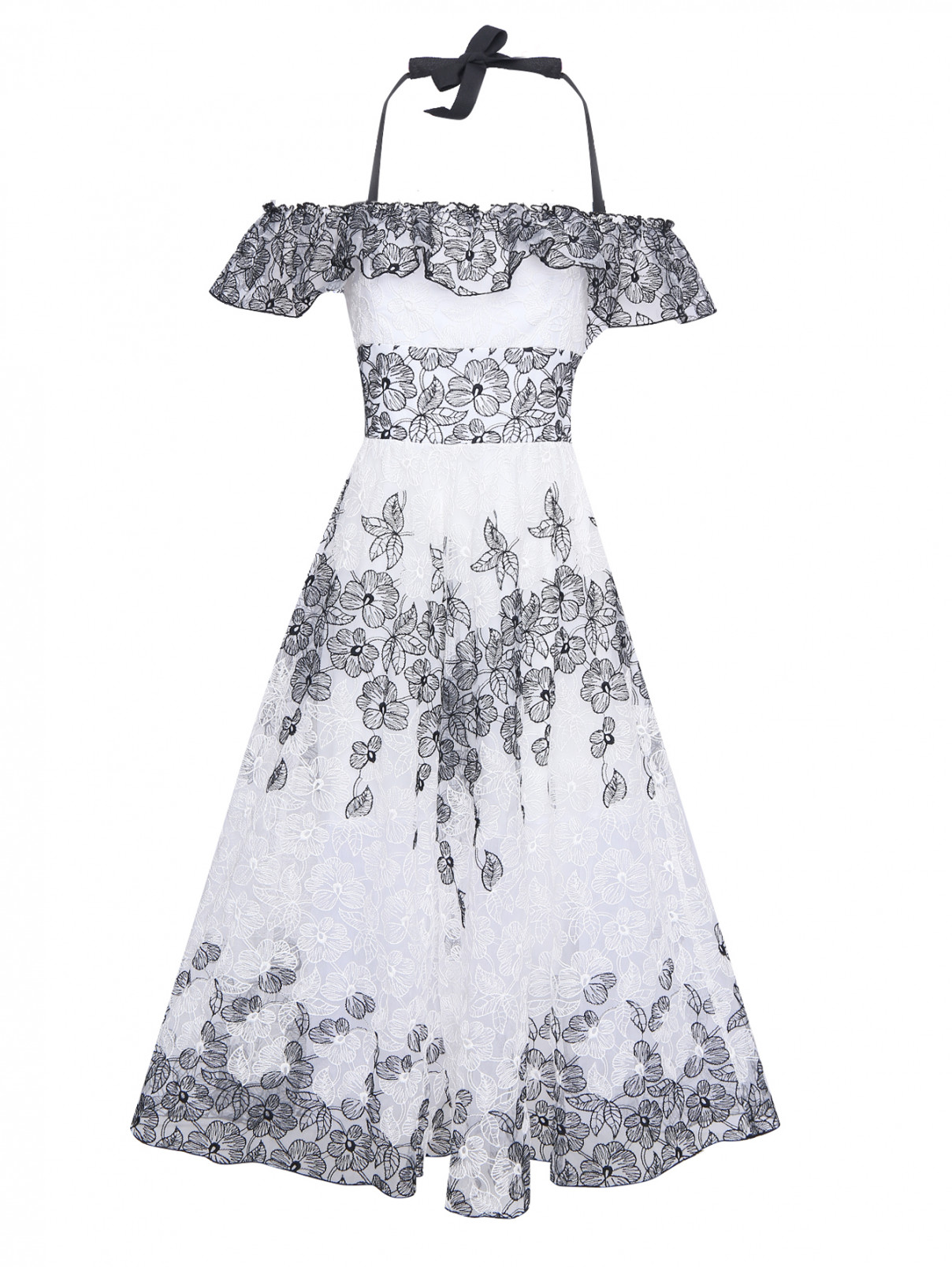 Платье-миди с вышивкой Blugirl  –  Общий вид  – Цвет:  Белый