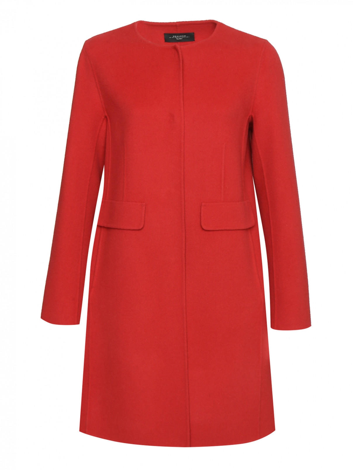 Пальто на кнопках из шерсти Weekend Max Mara  –  Общий вид  – Цвет:  Красный