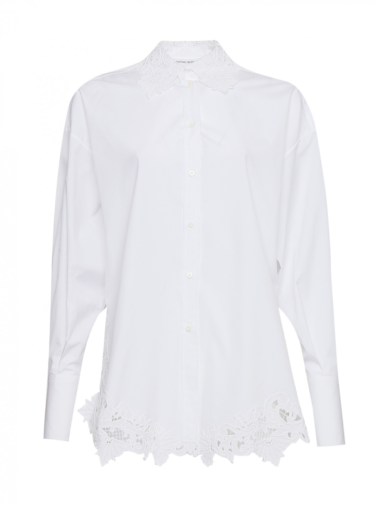 Блуза удлиненная с аппликацией Ermanno Scervino  –  Общий вид  – Цвет:  Белый