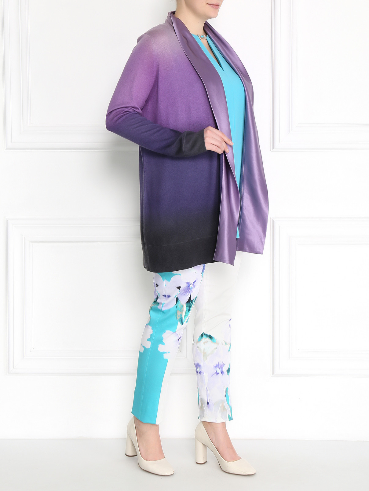 Кардиган из шелка и кашемира Marina Rinaldi  –  Модель Общий вид  – Цвет:  Фиолетовый