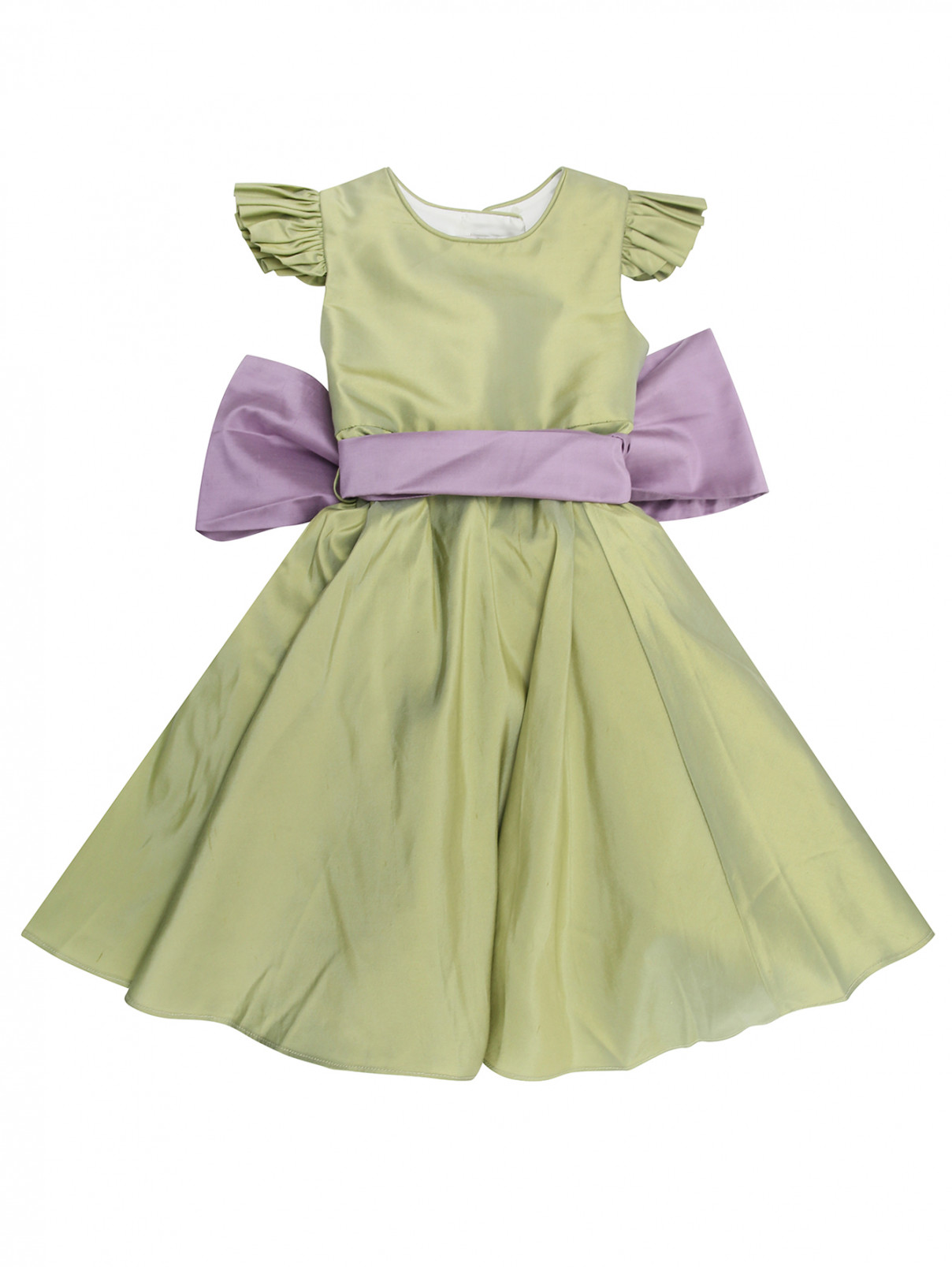 Шелковое платье с пышной юбкой Nicki Macfarlane  –  Общий вид  – Цвет:  Зеленый