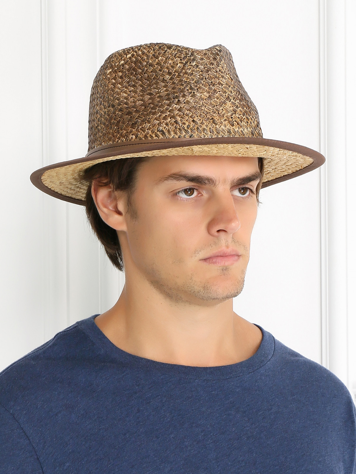 Шляпа соломенная с контрастной вставкой Stetson  –  Модель Общий вид  – Цвет:  Бежевый