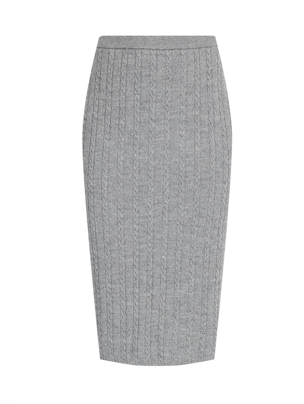 Трикотажная юбка из смешанной шерсти на резинке Marina Rinaldi  –  Общий вид  – Цвет:  Серый