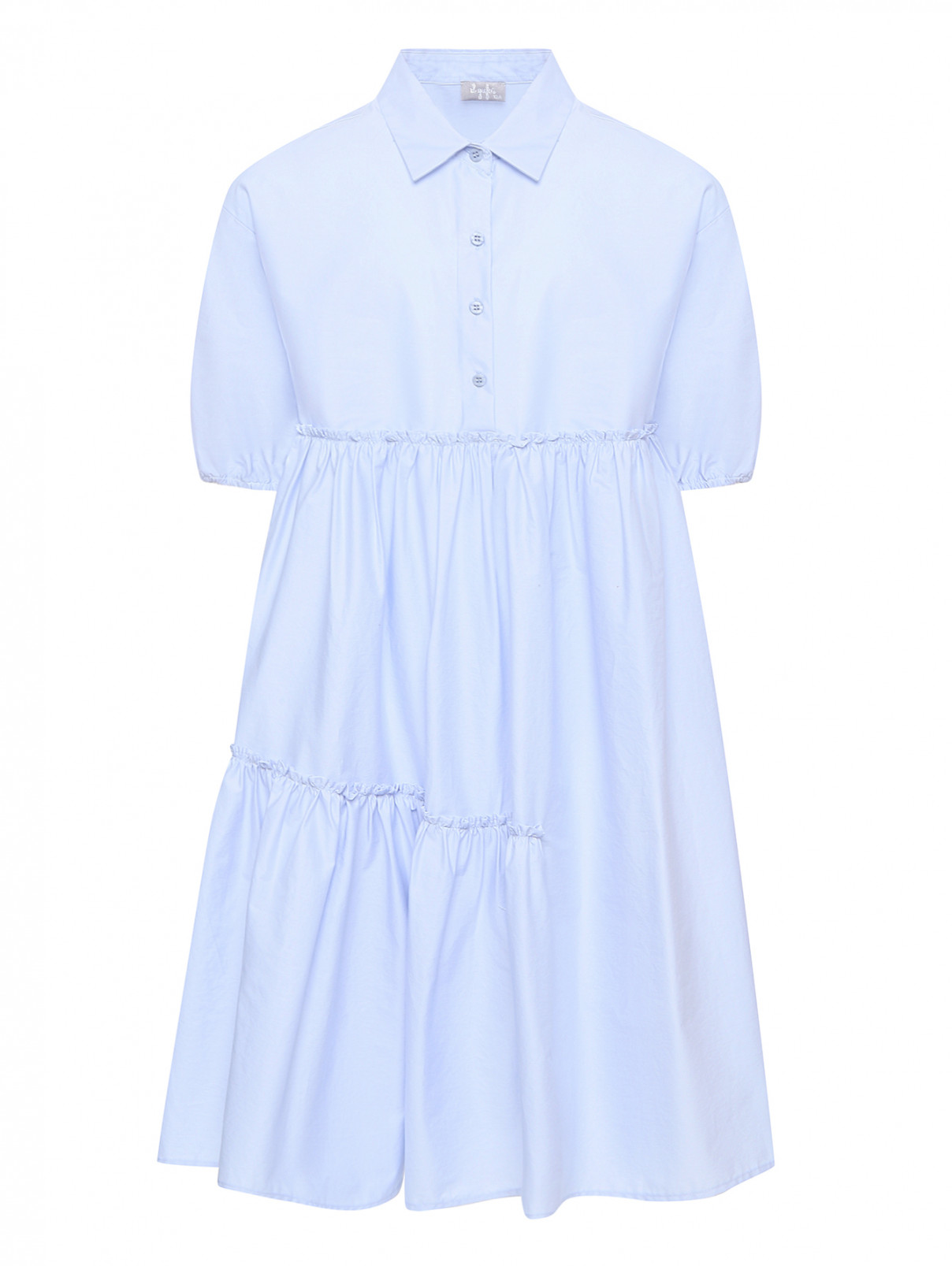 Платье из хлопка с пуговицами Il Gufo  –  Общий вид  – Цвет:  Синий