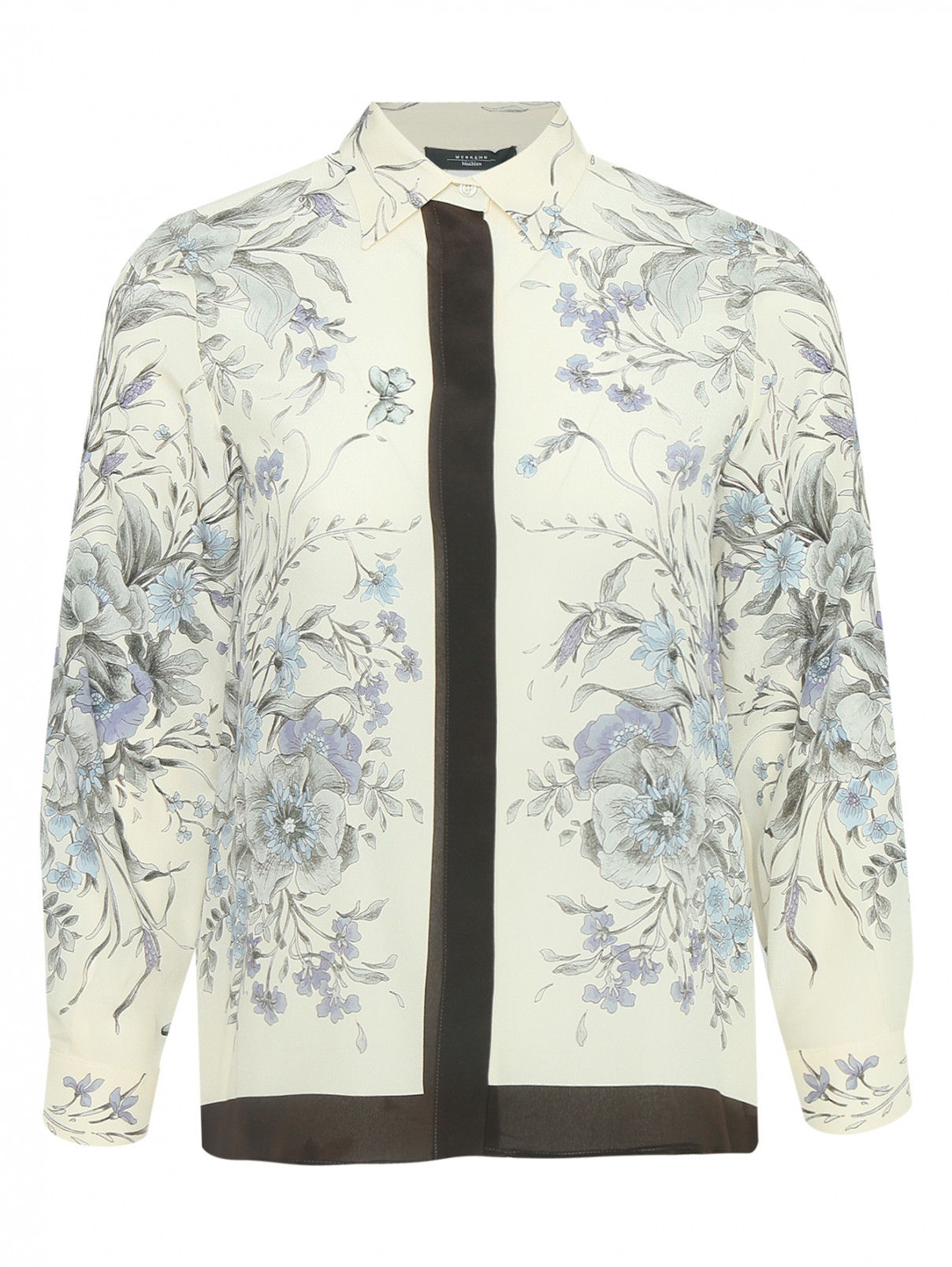 Блуза из шелка с узором Weekend Max Mara  –  Общий вид  – Цвет:  Бежевый