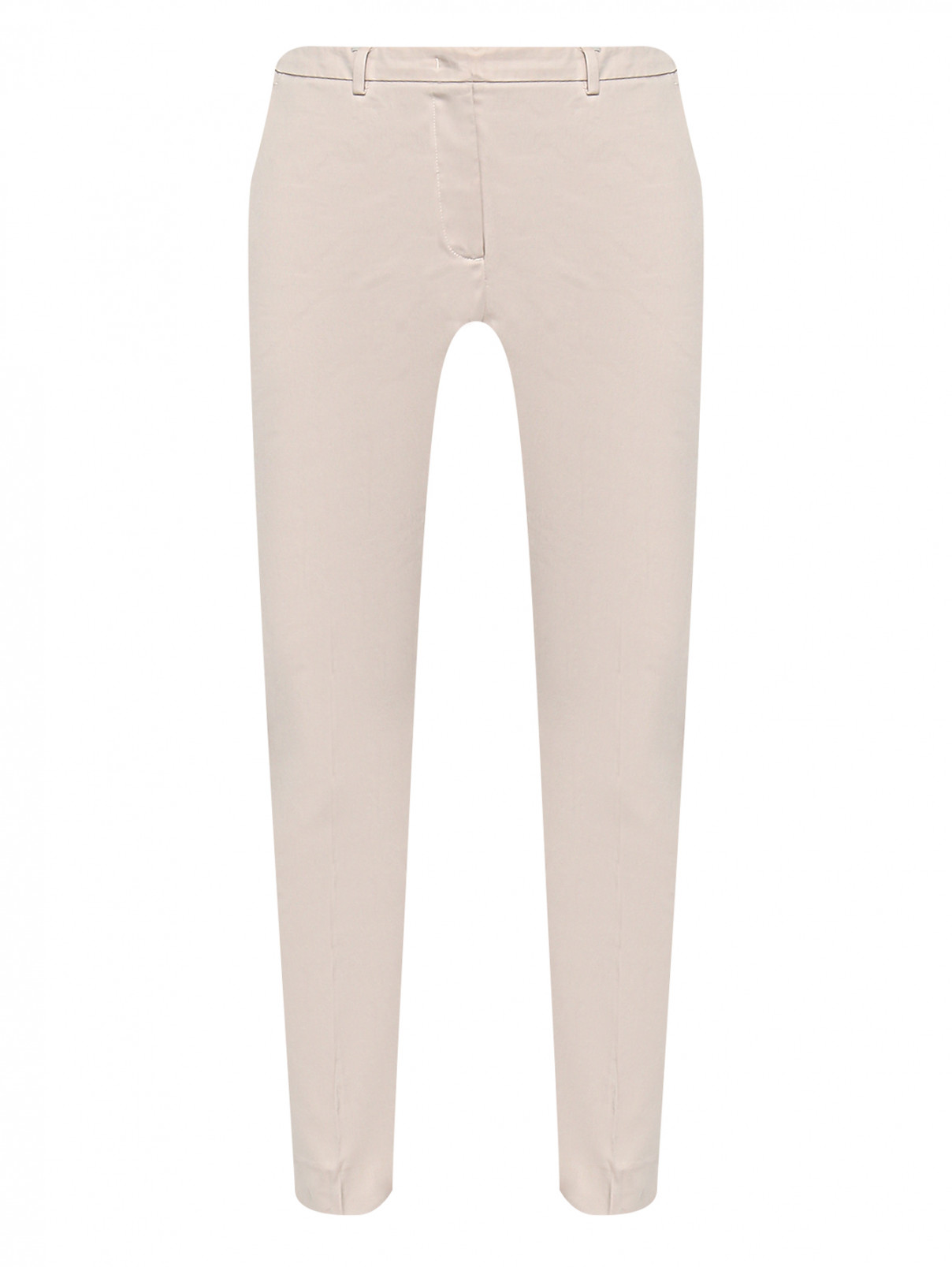 Укороченные брюки из хлопка с карманами Seventy  –  Общий вид  – Цвет:  Бежевый