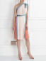 Платье-миди асимметричного кроя декорированное пайетками и кружевом Elisabetta Franchi  –  МодельОбщийВид