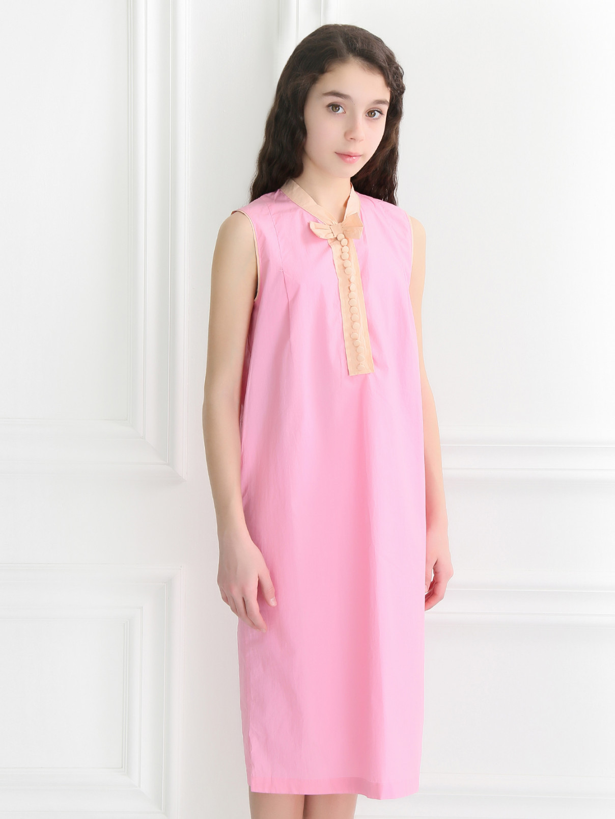 Платье прямого кроя с декором Marni  –  Модель Верх-Низ  – Цвет:  Розовый