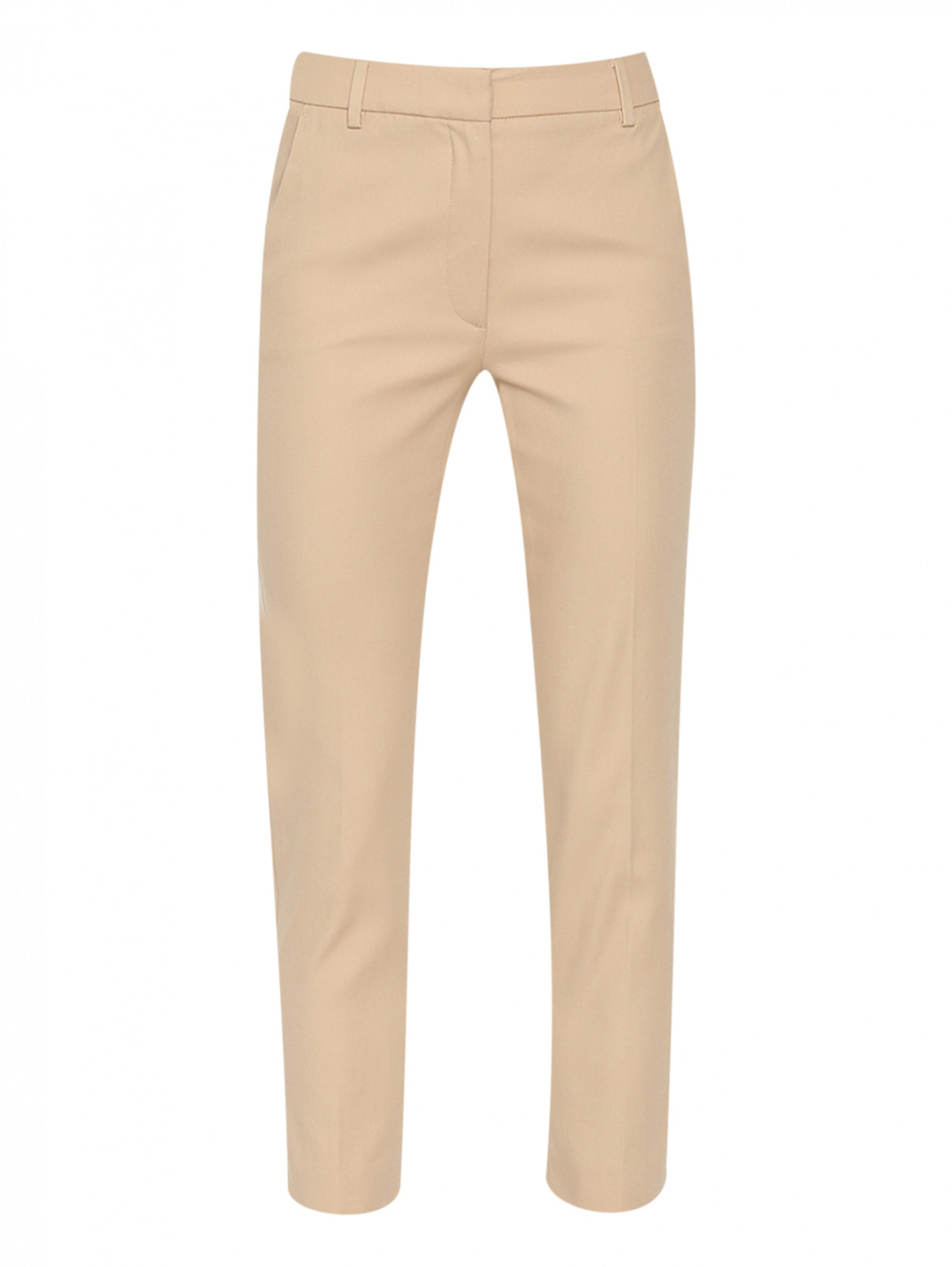 Зауженные брюки из хлопка Weekend Max Mara  –  Общий вид  – Цвет:  Бежевый