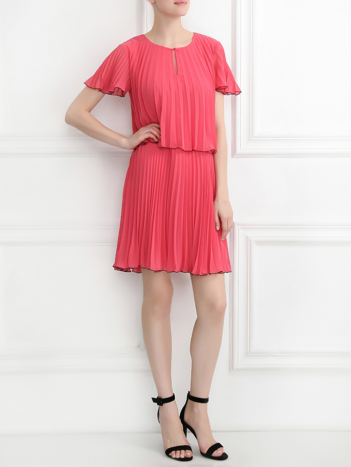 Плиссированное платье-мини Moschino Boutique  –  Модель Общий вид  – Цвет:  Розовый