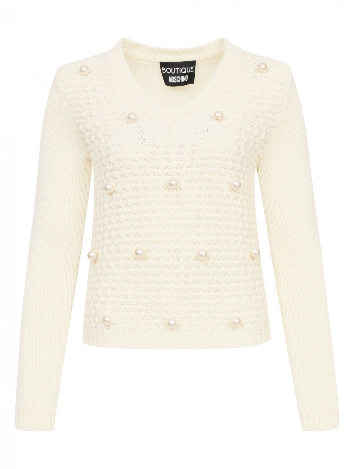 Джемпер из шерсти крупной вязки Moschino Boutique  –  Общий вид  – Цвет:  Белый