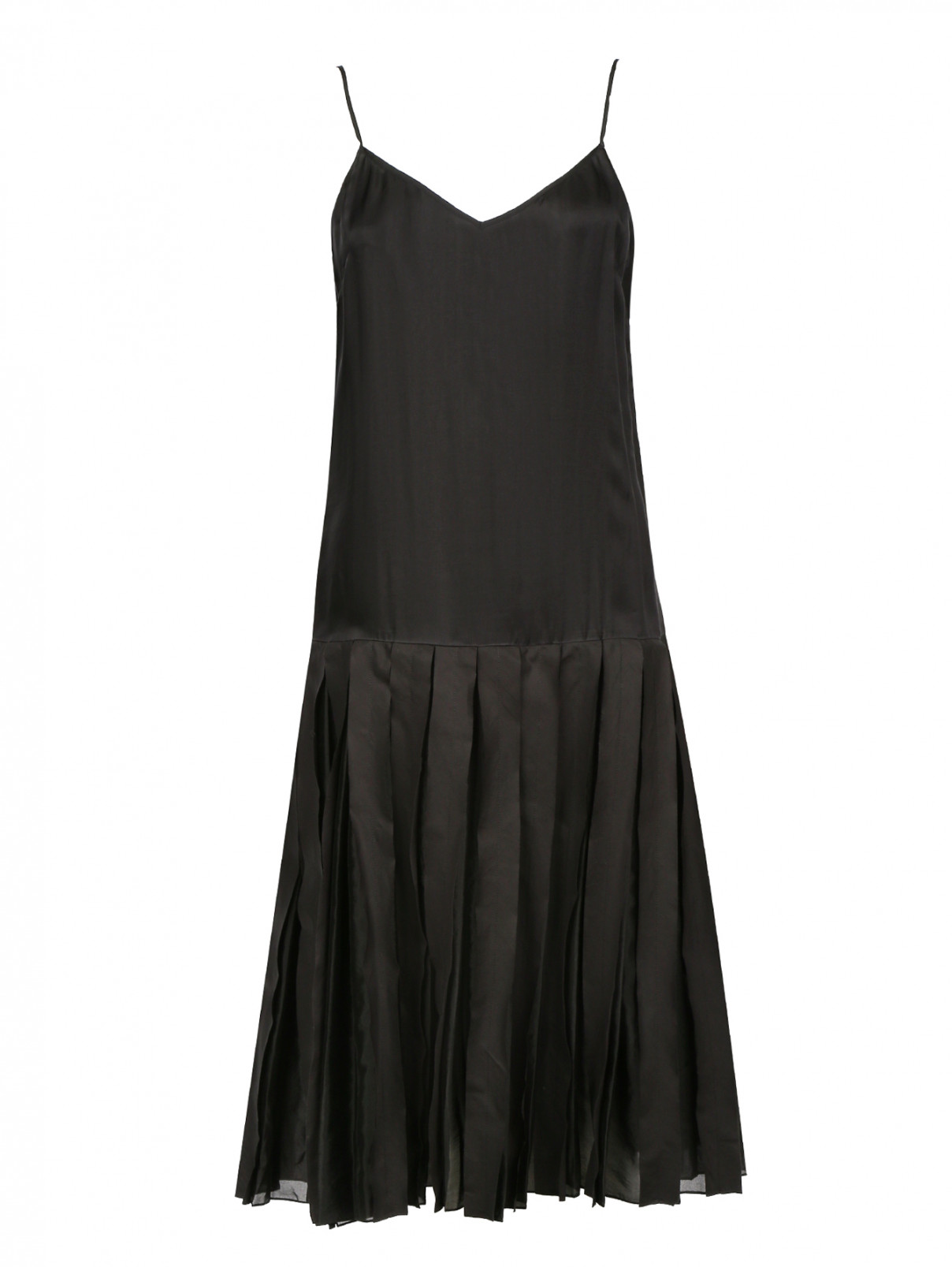 Платье из смешанного шелка на тонких бретелях Paul Smith  –  Общий вид  – Цвет:  Черный