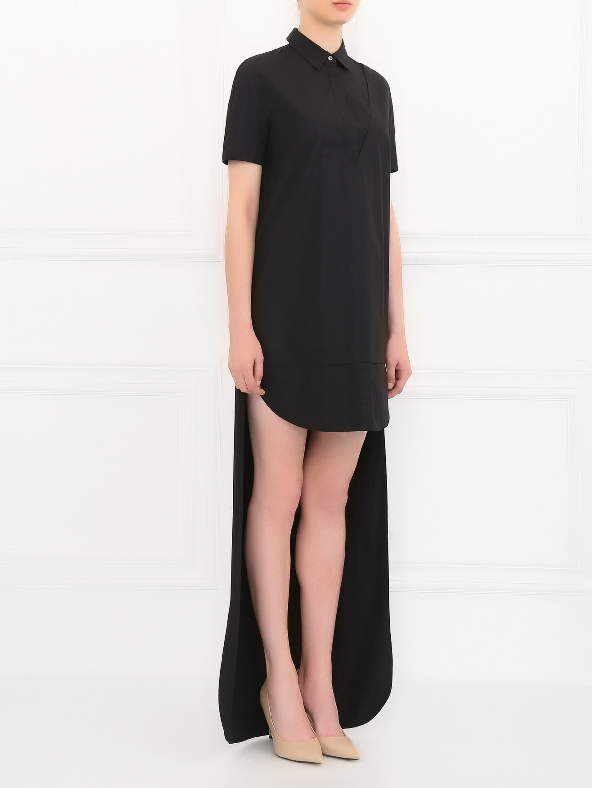Платье-рубашка из хлопка Viktor&Rolf  –  Модель Общий вид  – Цвет:  Черный