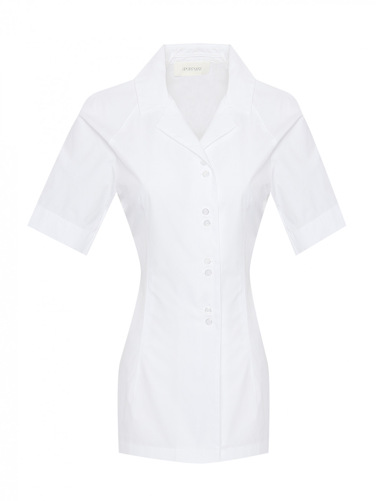 Рубашка из хлопка с коротким рукавом Sportmax  –  Общий вид  – Цвет:  Белый