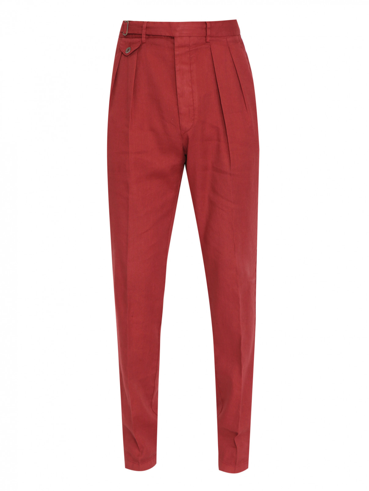 Брюки из хлопка и льна с карманами LARDINI  –  Общий вид  – Цвет:  Красный