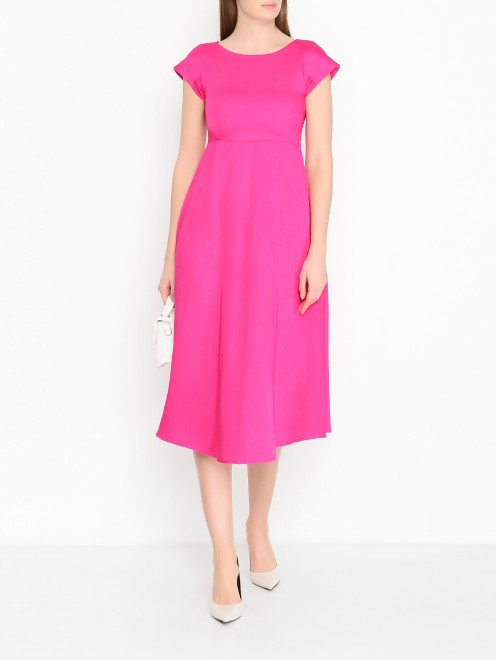 Однотонное платье из вискозы с круглым вырезом Weekend Max Mara - МодельОбщийВид