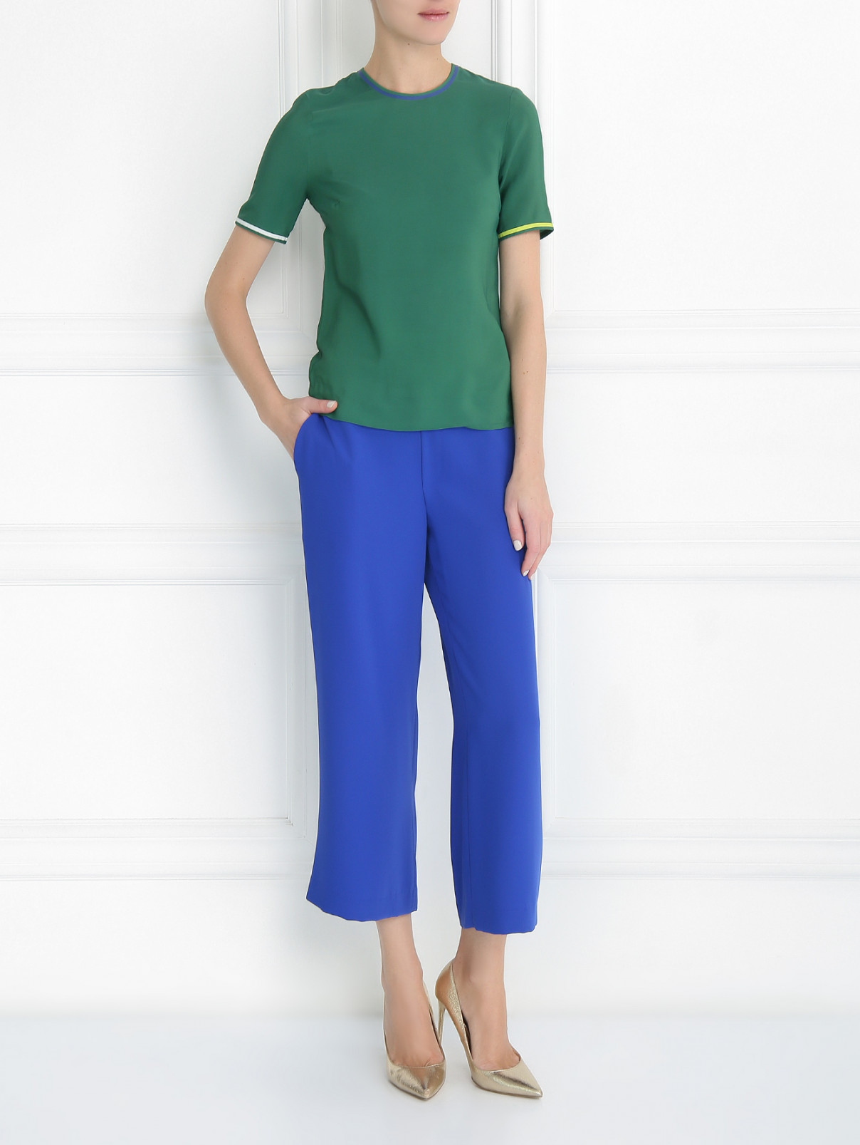 Блуза с контрастной отделкой Paul Smith  –  Модель Общий вид  – Цвет:  Зеленый