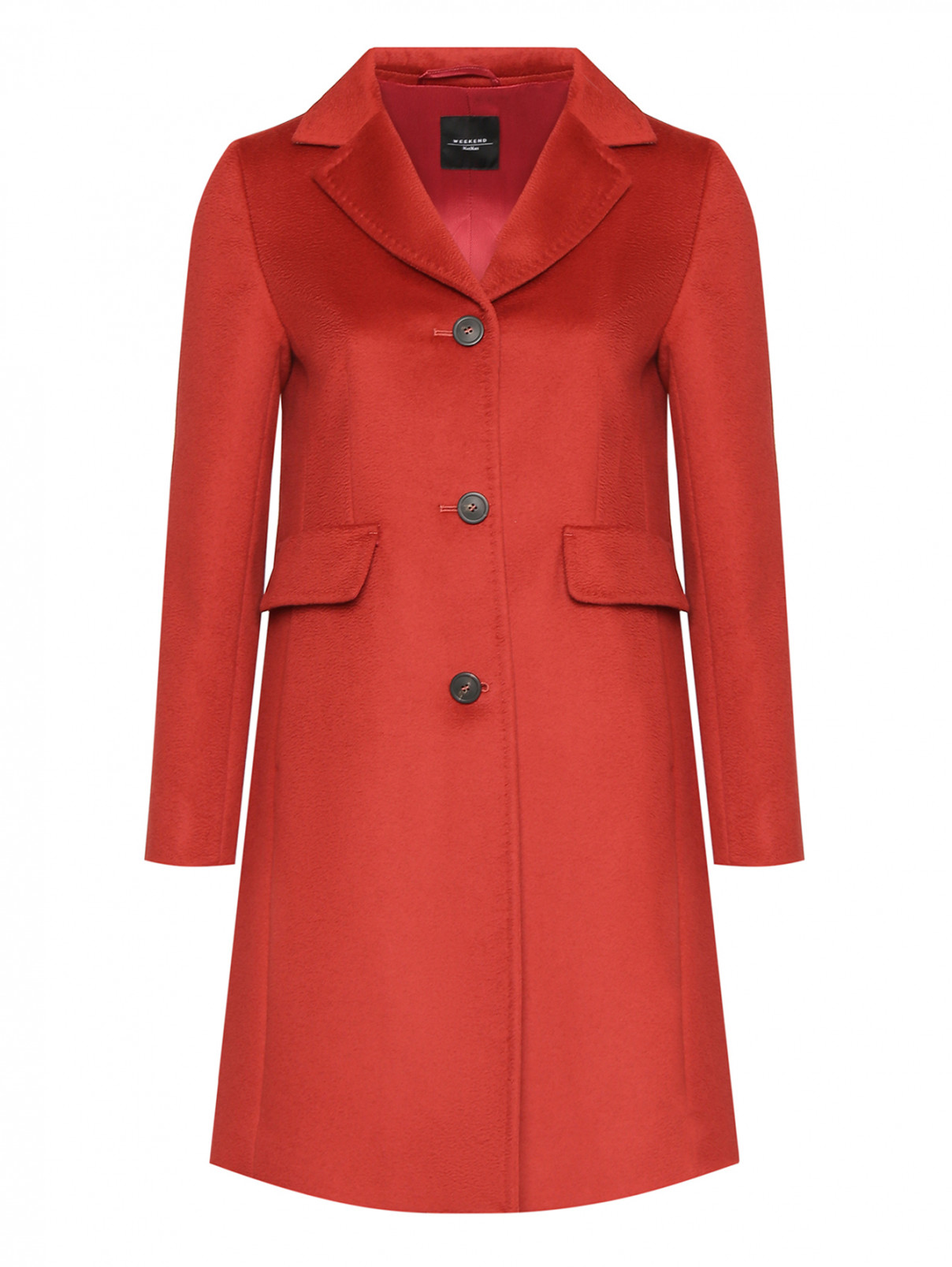 Пальто из шерсти с накладными карманами Weekend Max Mara  –  Общий вид  – Цвет:  Красный