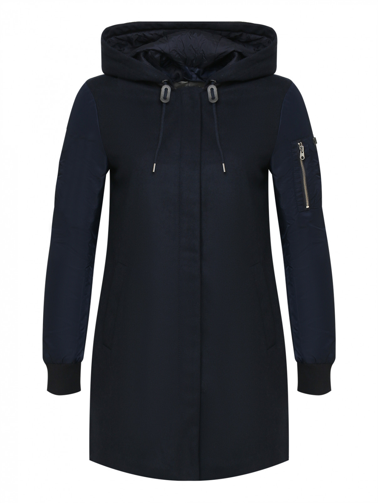 Пальто с утепленными рукавами Q/S  –  Общий вид  – Цвет:  Синий
