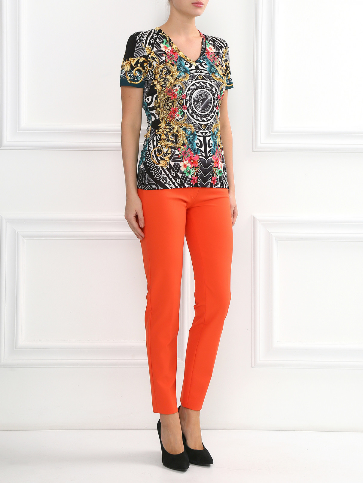 Укороченные узкие брюки Versace 1969  –  Модель Общий вид  – Цвет:  Оранжевый