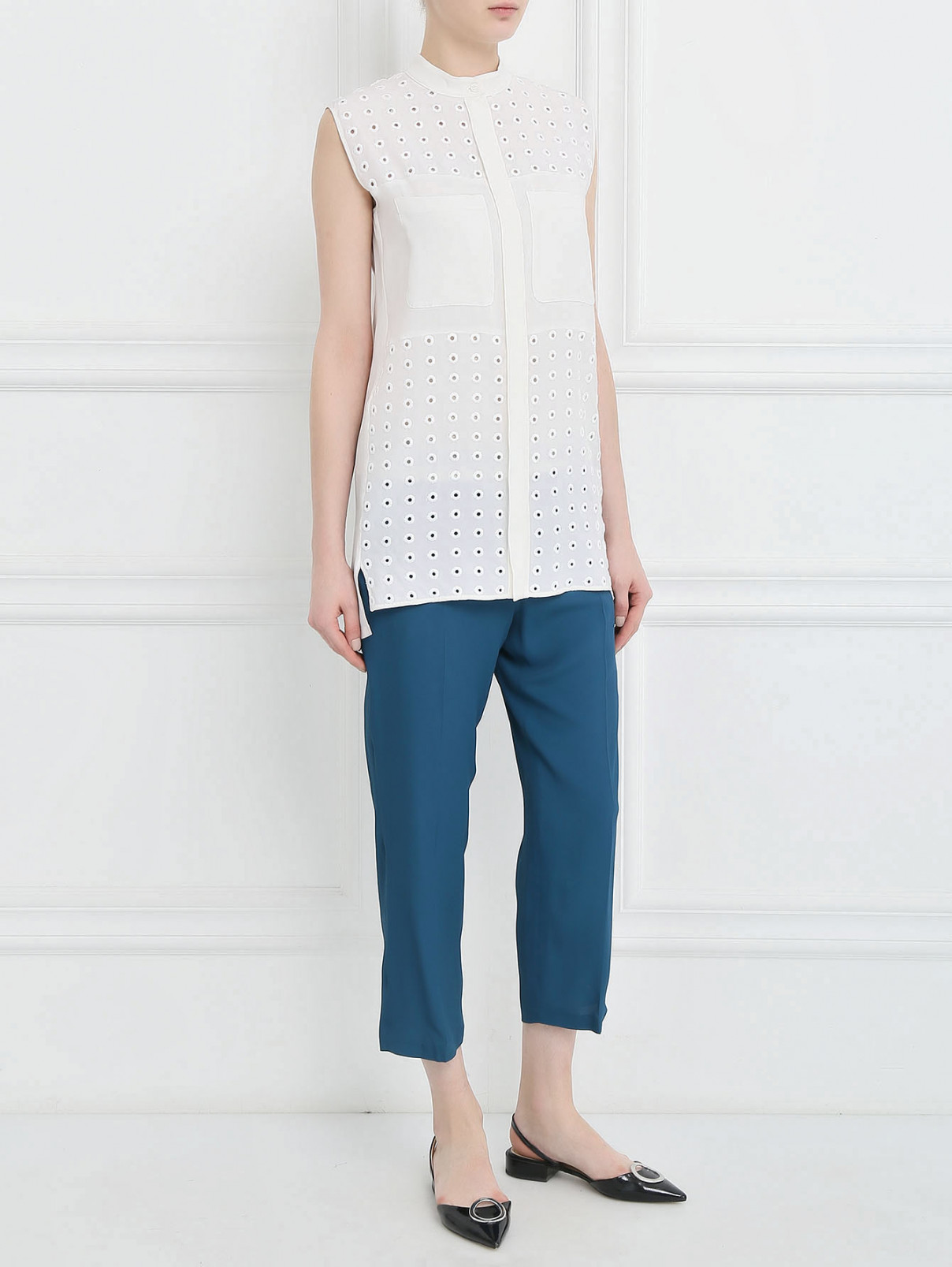 Блуза из шелка Sportmax  –  Модель Общий вид  – Цвет:  Белый