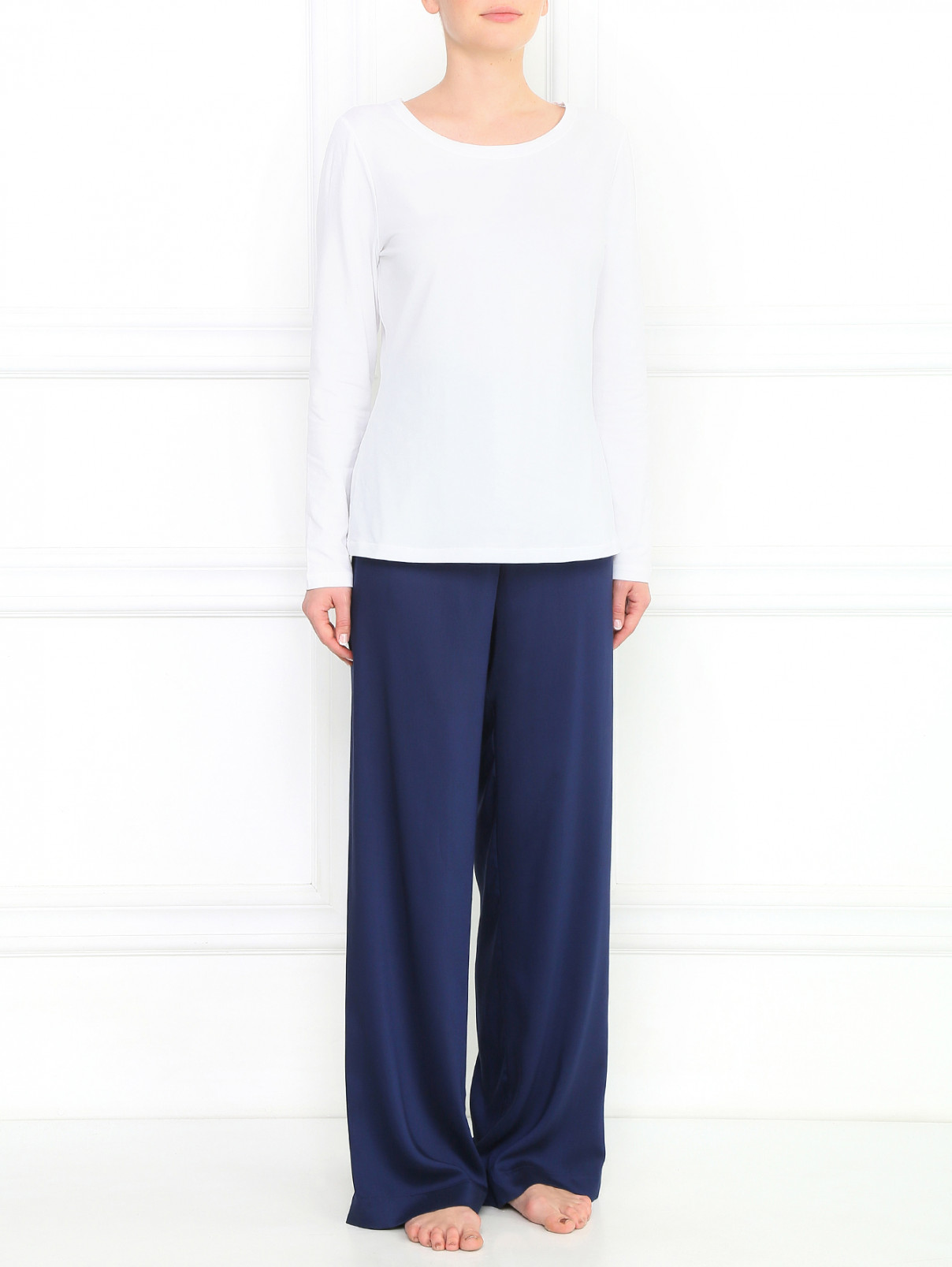 Широкие брюки на резинке La Perla  –  Модель Общий вид  – Цвет:  Синий