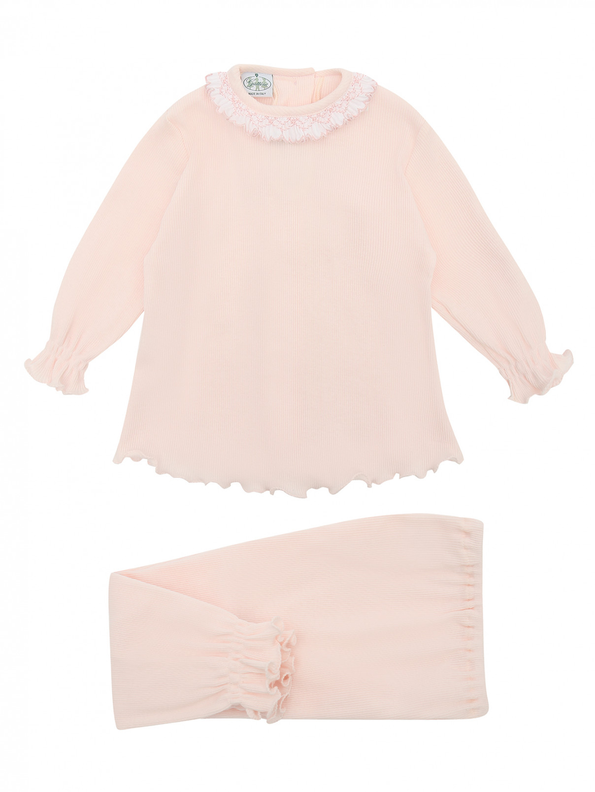 Пижама из хлопка с декором Giottino  –  Общий вид  – Цвет:  Розовый