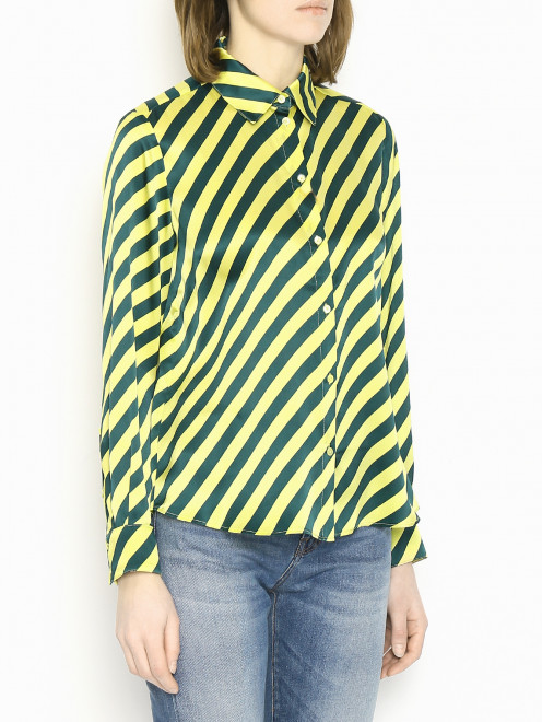Блуза из шелка свободного кроя с узором полоска Max&Co - МодельВерхНиз
