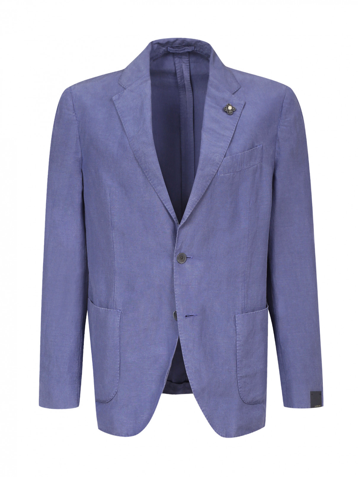 Пиджак однобортный из льна и шелка LARDINI  –  Общий вид  – Цвет:  Синий