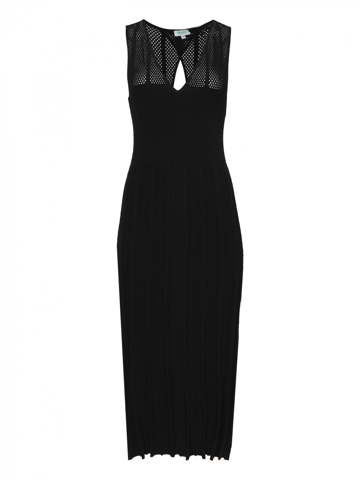 Трикотажное платье-миди без рукавов Kenzo  –  Общий вид  – Цвет:  Черный
