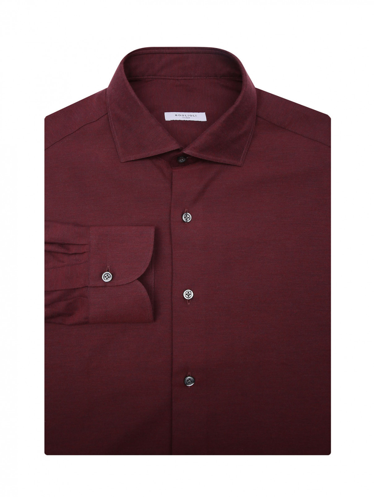 Однотонная рубашка из хлопка Boglioli  –  Общий вид  – Цвет:  Красный