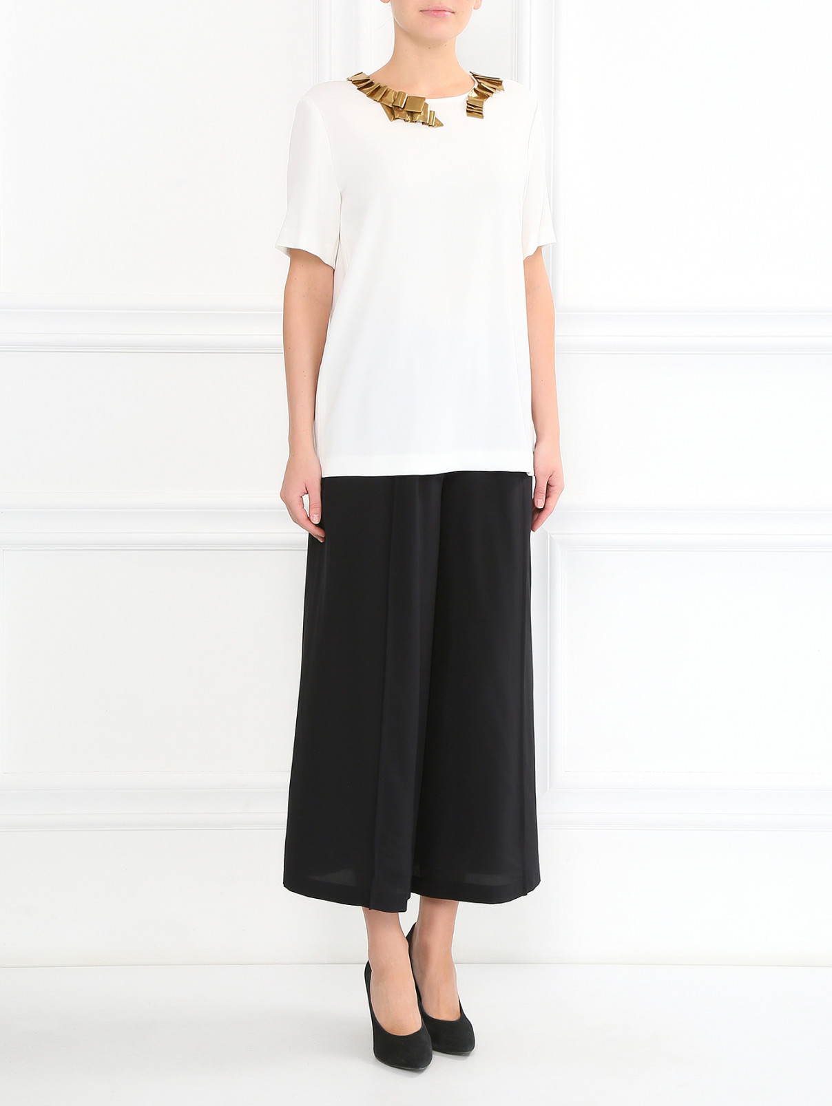 Блуза свободного кроя с аппликацией DKNY  –  Модель Общий вид  – Цвет:  Белый