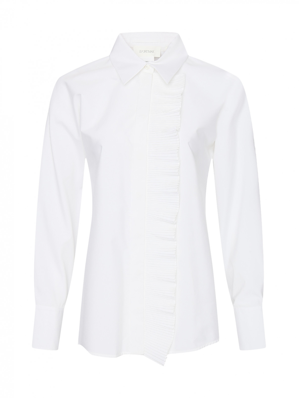 Рубашка из хлопка с плиссированной отделкой Sportmax  –  Общий вид  – Цвет:  Белый