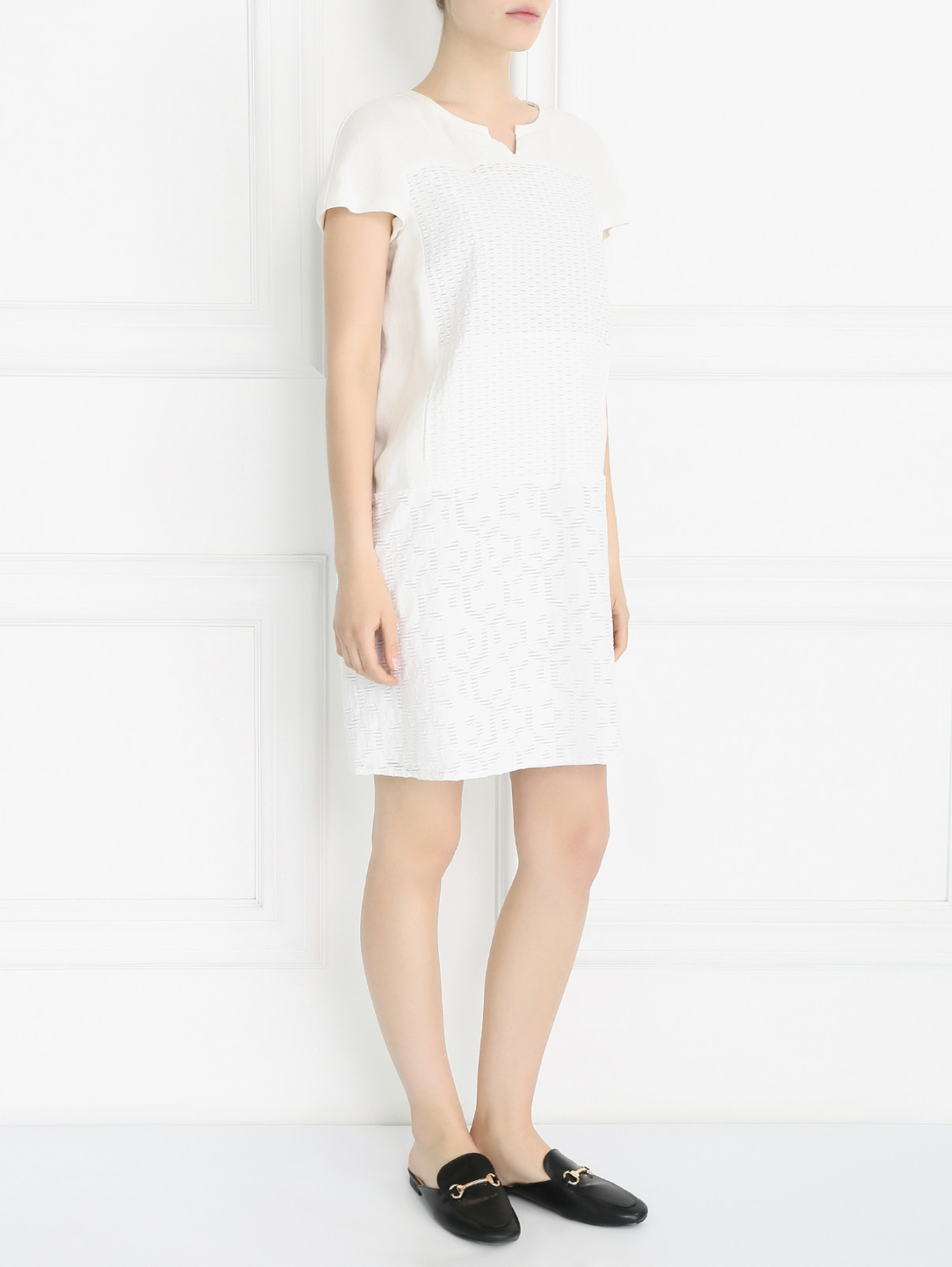 Платье-мини из хлопка с боковыми карманами Max Mara  –  Модель Общий вид  – Цвет:  Белый