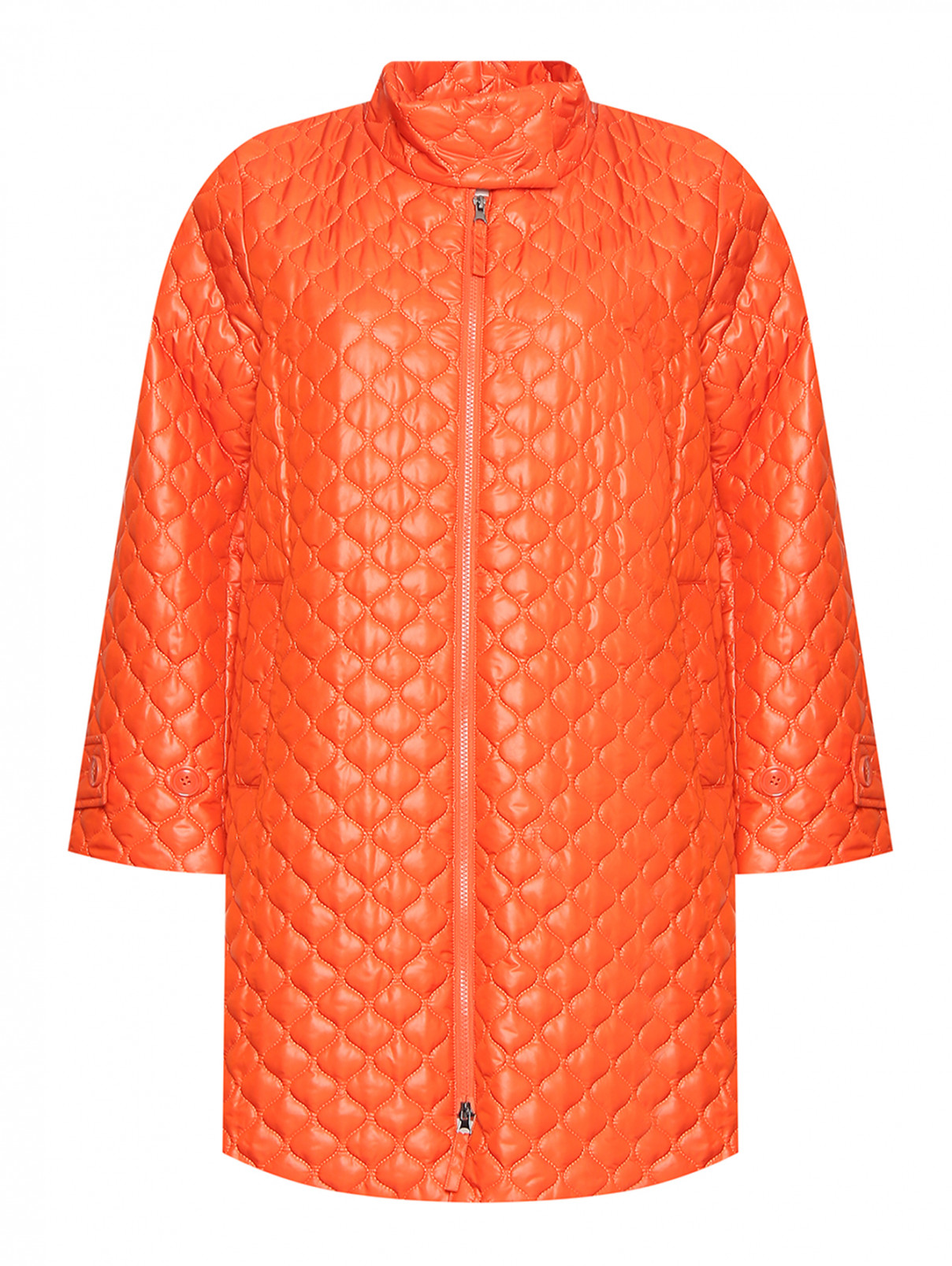 Удлиненная стеганая куртка Persona by Marina Rinaldi  –  Общий вид  – Цвет:  Оранжевый