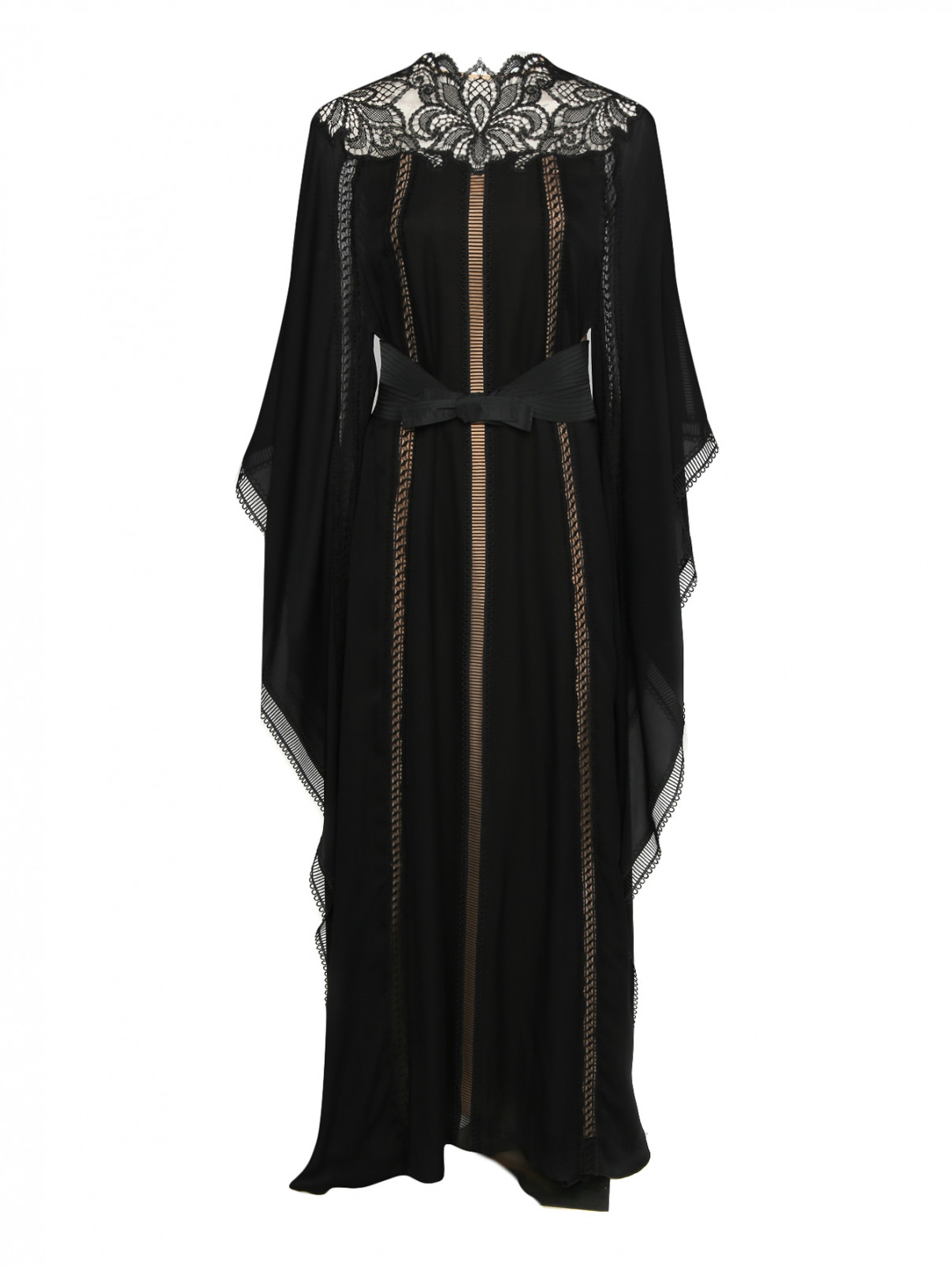 Платье-макси с кружевной отделкой Zuhair Murad  –  Общий вид  – Цвет:  Черный