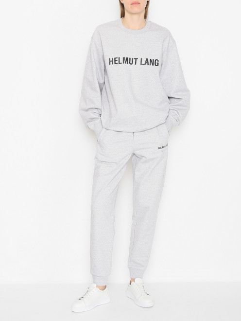 Трикотажные брюки с логотипом Helmut Lang - МодельОбщийВид