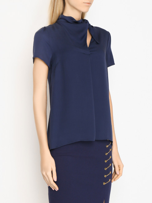 Блуза из шелка с короткими рукавами  - МодельВерхНиз