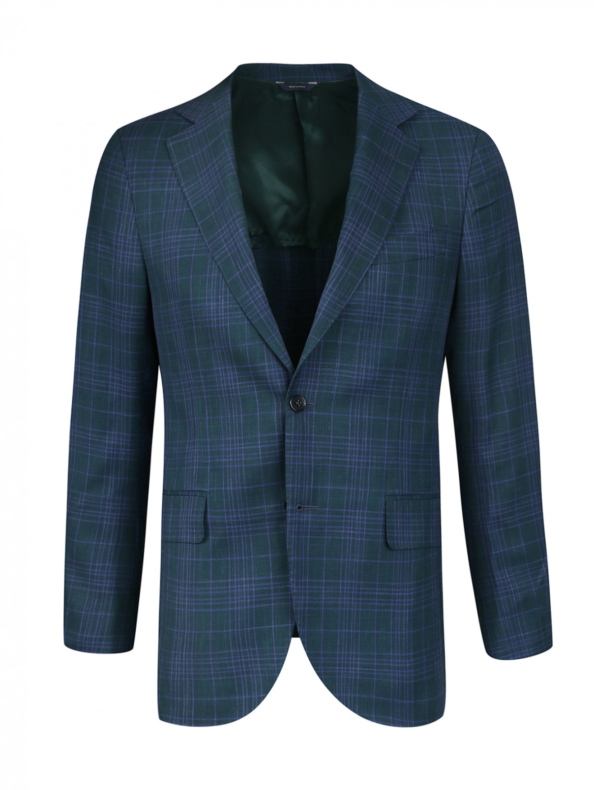 Пиджак из шерсти и шелка Tombolini  –  Общий вид  – Цвет:  Зеленый