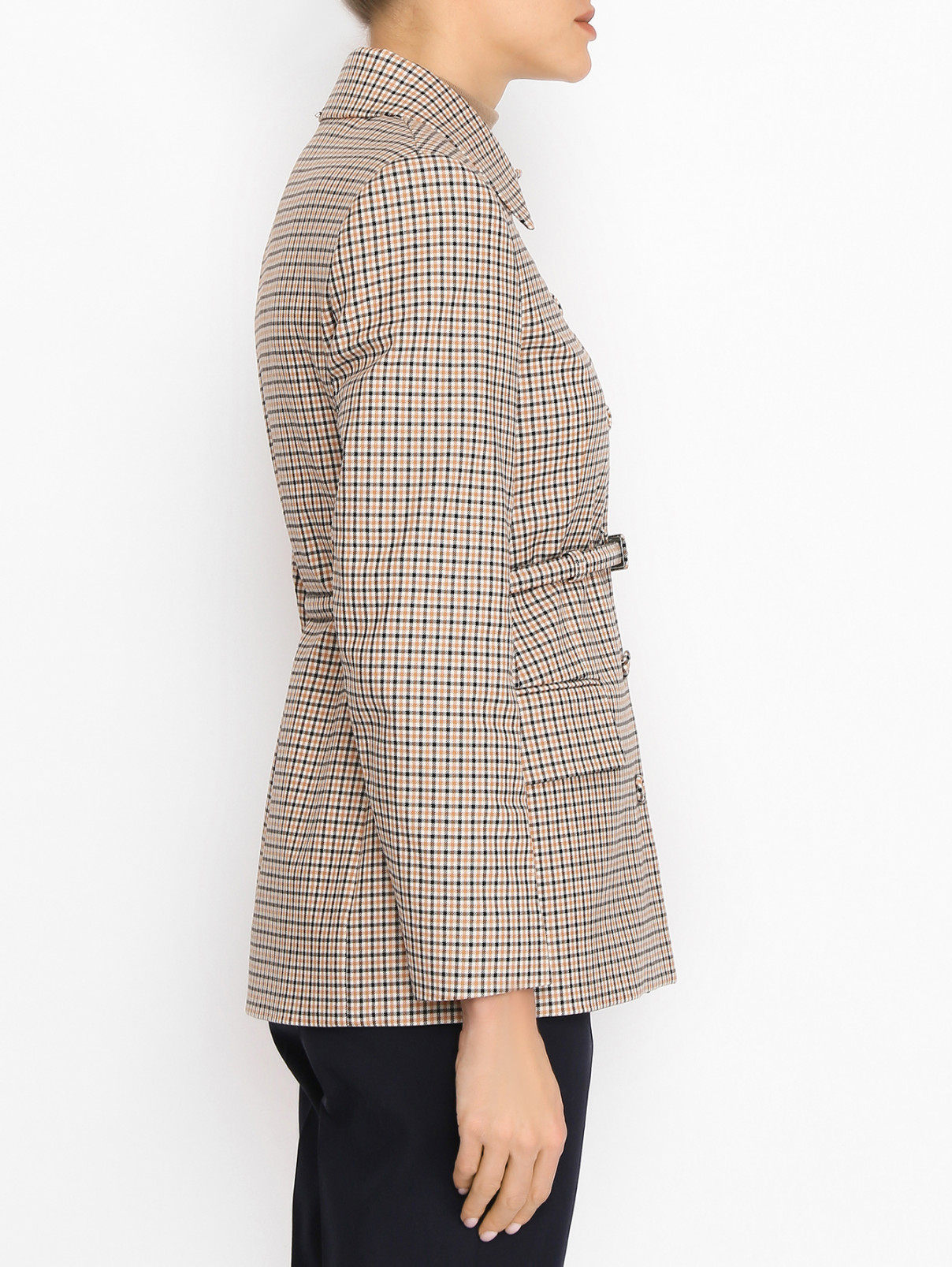 Жакет из хлопка с поясом Sportmax  –  МодельВерхНиз2  – Цвет:  Узор