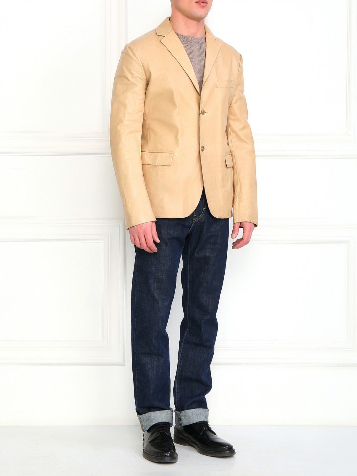 Куртка из кожи с нагрудным карманом Jil Sander  –  Модель Общий вид  – Цвет:  Коричневый