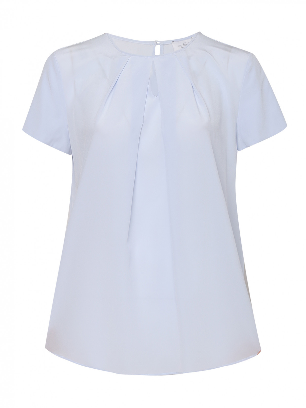 Блуза из шелка с короткими рукавами Van Laack  –  Общий вид  – Цвет:  Синий