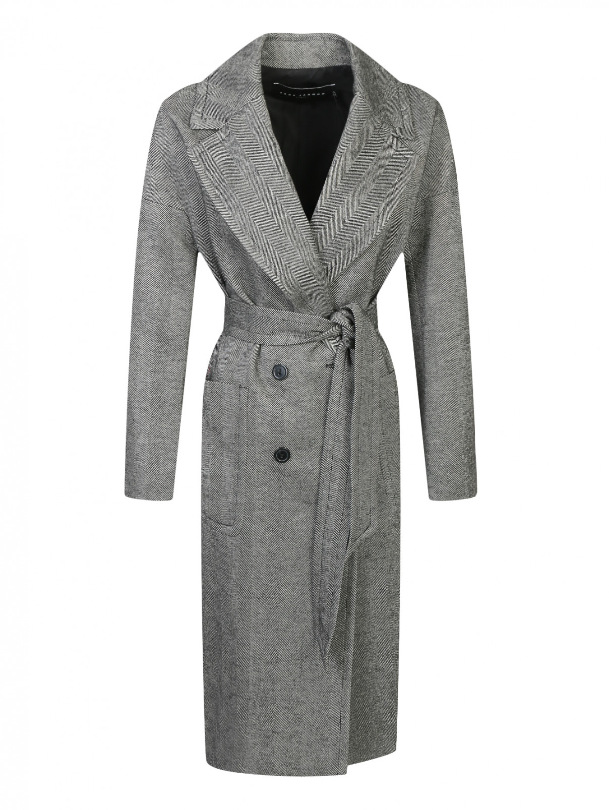 Пальто из шерсти под пояс Tara Jarmon  –  Общий вид  – Цвет:  Серый