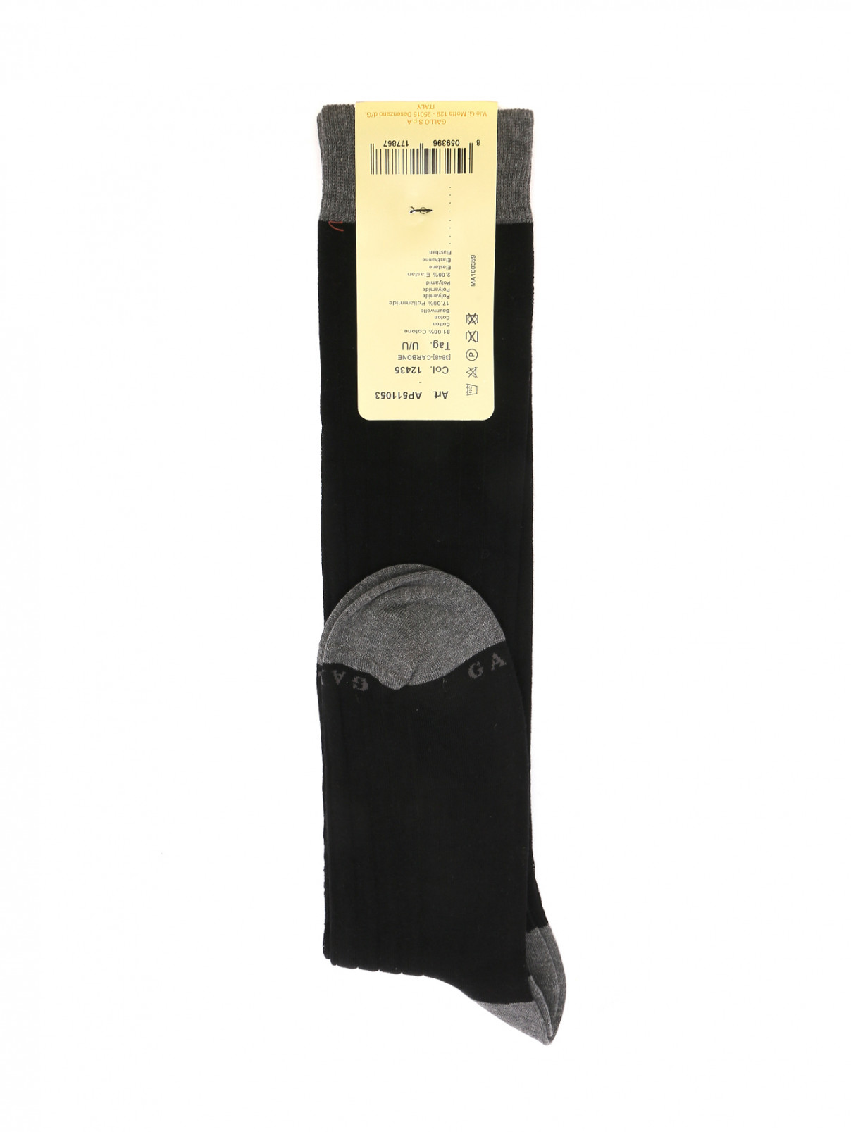 Носки из хлопка с узором Gallo  –  Обтравка1  – Цвет:  Черный