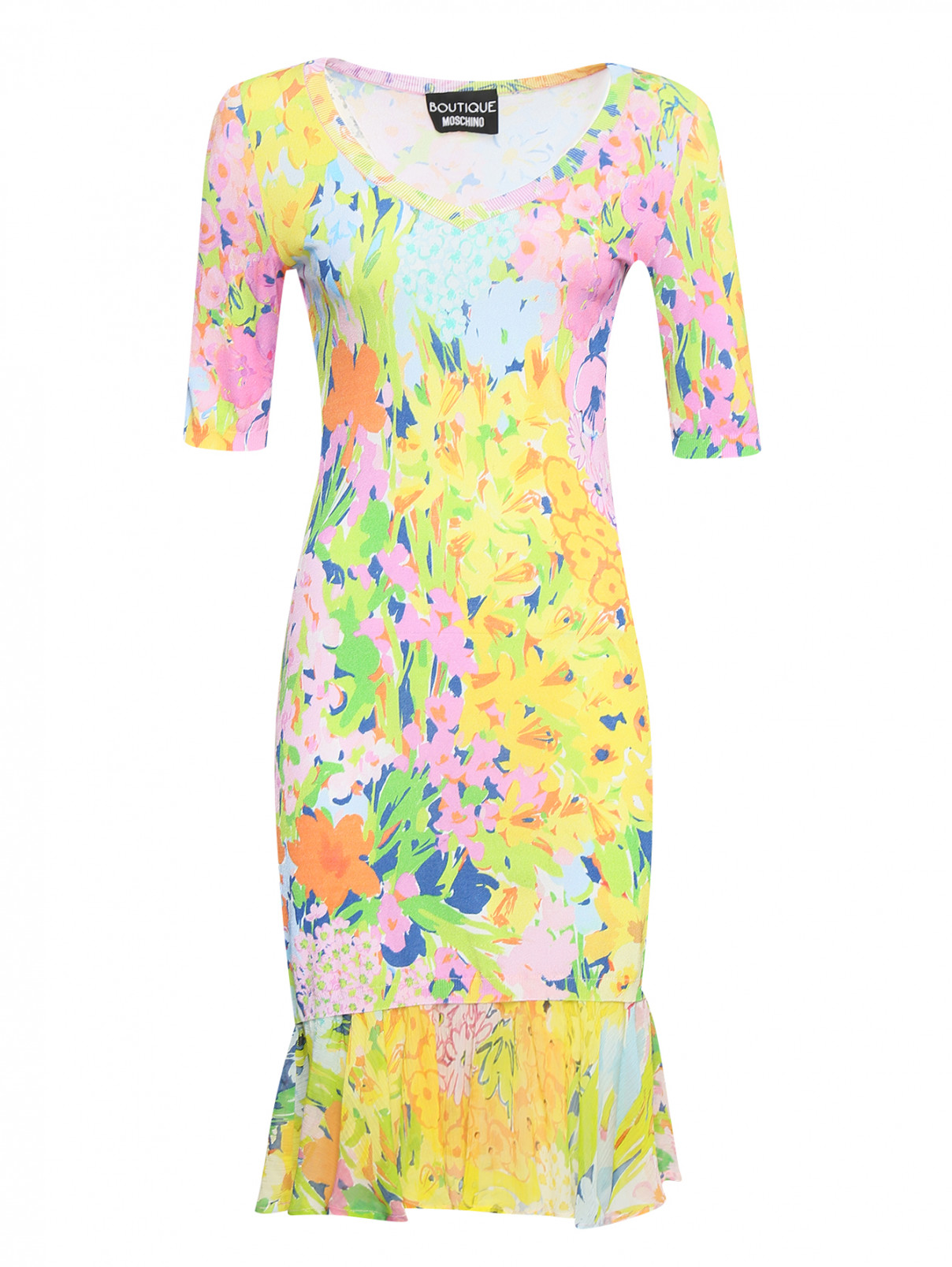 Комбинированное платье с узором BOUTIQUE MOSCHINO  –  Общий вид  – Цвет:  Узор
