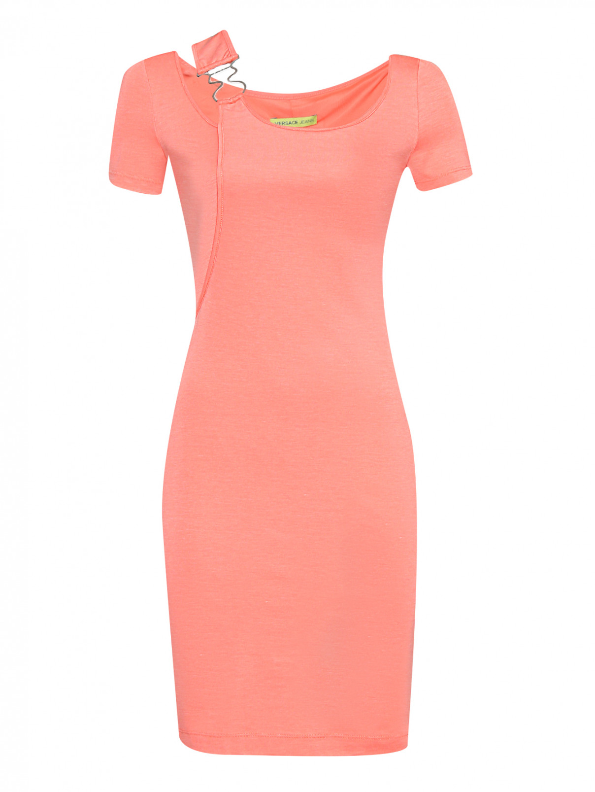 Трикотажное платье с вырезом Versace Jeans  –  Общий вид  – Цвет:  Розовый