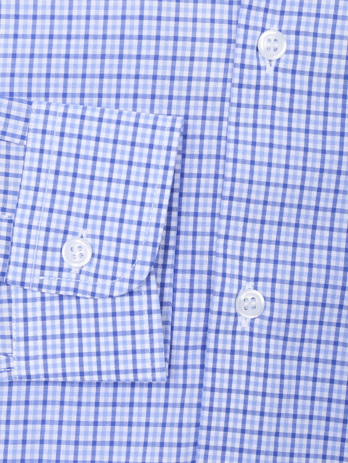 Рубашка из хлопка в клетку Dal Lago  –  Деталь  – Цвет:  Синий