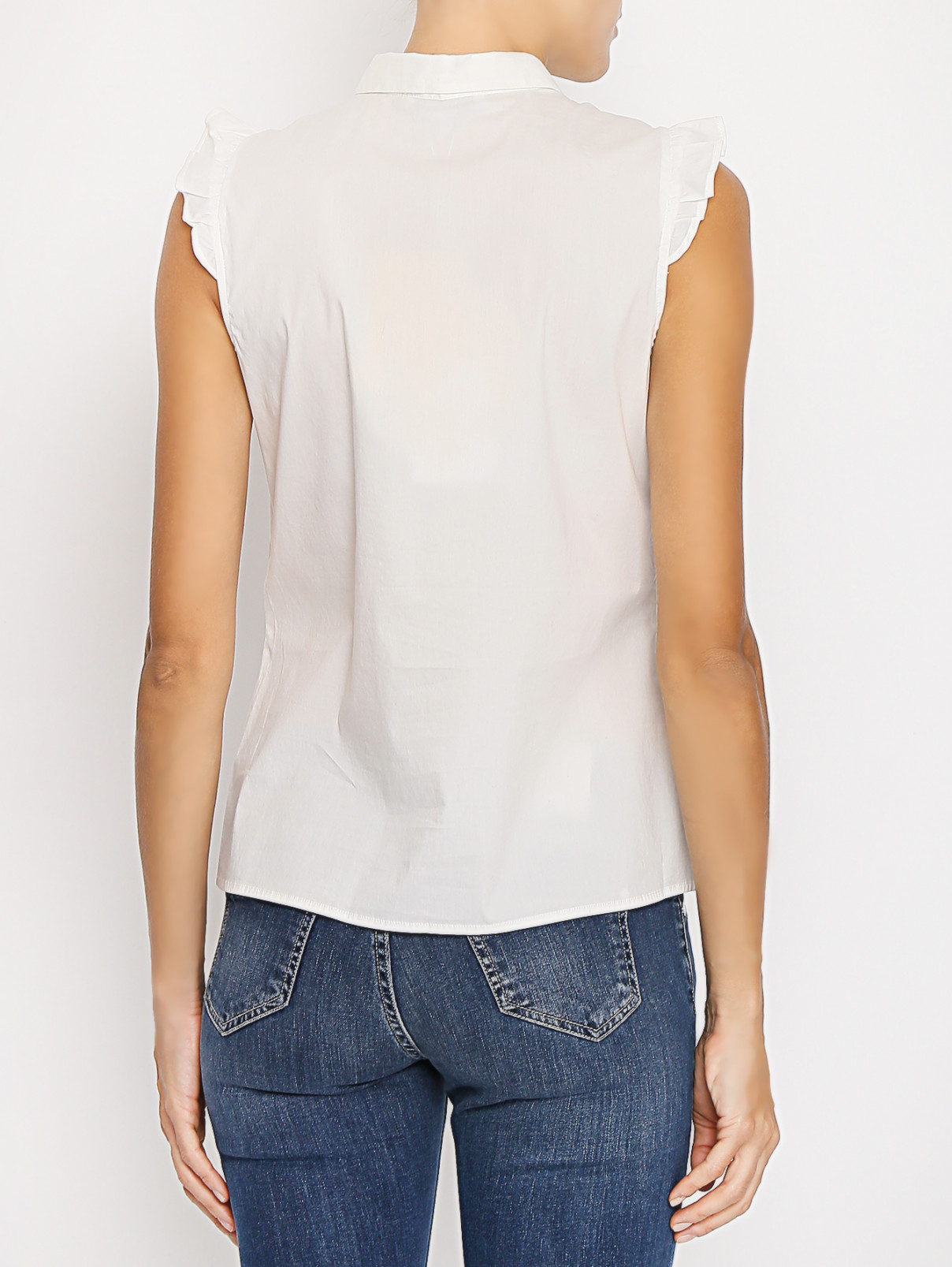 Блуза из смесового хлопка с рюшами Comma  –  МодельВерхНиз1  – Цвет:  Белый